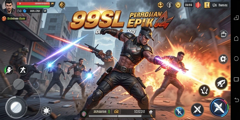Screenshot utama menampilkan aksi pertarungan yang intens di 99SL.