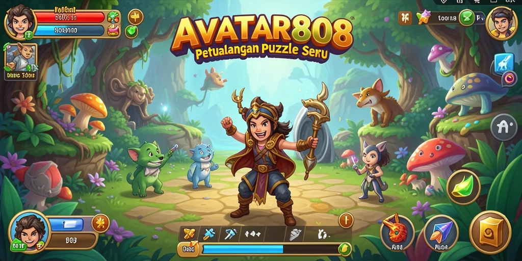 Tampilan gameplay AVATAR808 dengan grafis menawan dan puzzle yang menarik.