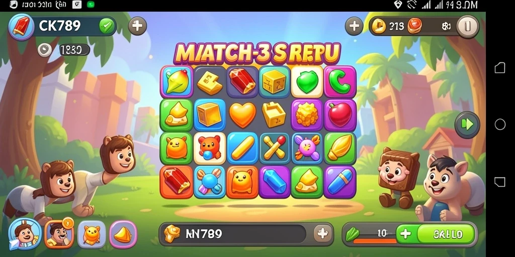 Screenshot CK789 dengan gameplay Match-3 yang menarik.