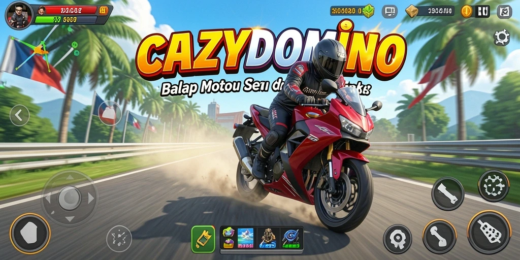 Gameplay seru balap motor di CRAZYDOMINO.