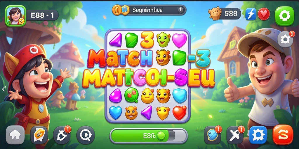 Tampilan gameplay Match-3 yang menarik dari E88.