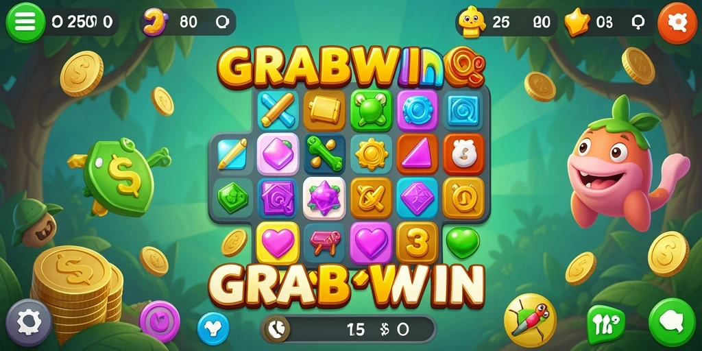 Tampilkan gameplay seru dalam GRABWIN yang penuh warna.