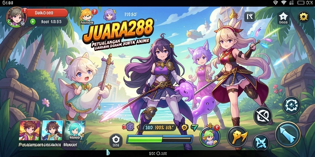 Tampilan gameplay JUARA288 dengan karakter anime yang menawan.