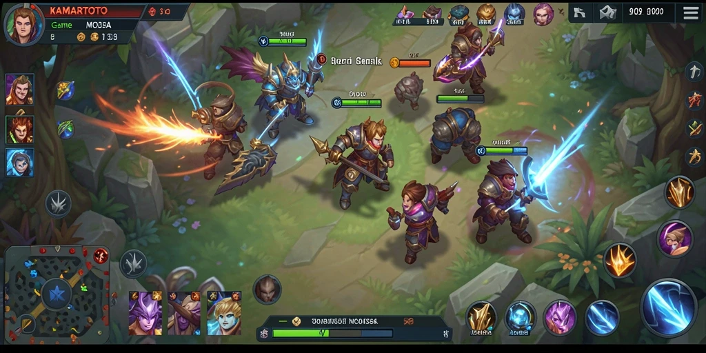 Tangkapan layar KAMARTOTO menampilkan aksi intens permainan MOBA.