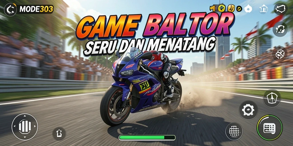 Screenshot MODE303 menampilkan aksi balap motor yang seru dan mendebarkan.