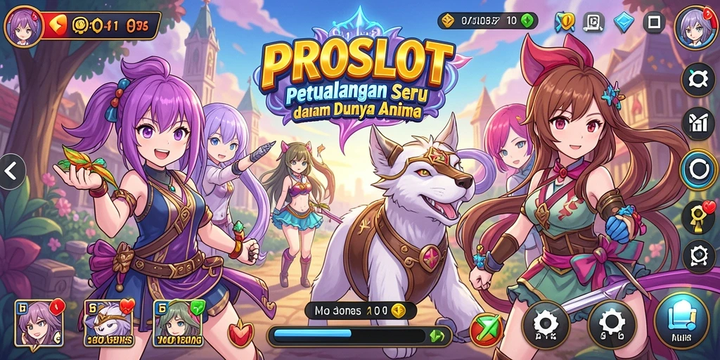 Tampilan gameplay PROSLOT menampilkan karakter anime yang berjalan dalam petualangan.