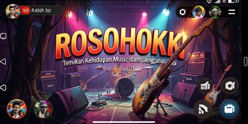Screenshot gameplay ROSOHOKI dengan alunan musik menarik.