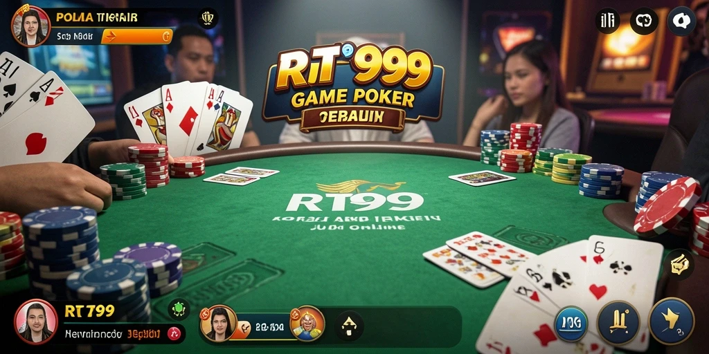 Screenshot gameplay RT99 menampilkan aksi poker yang mendebarkan.