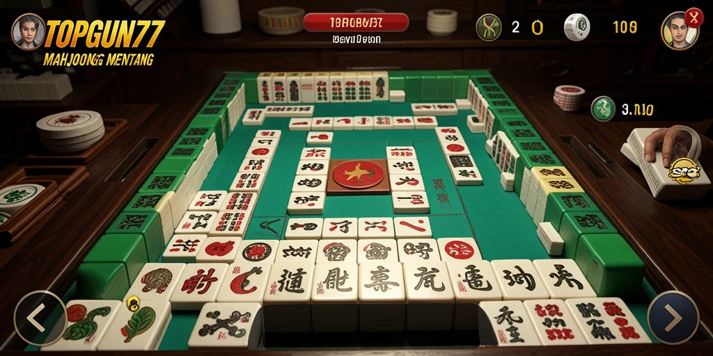 Gameplay TOPGUN77 menampilkan tantangan seru dalam menyusun ubin Mahjong.