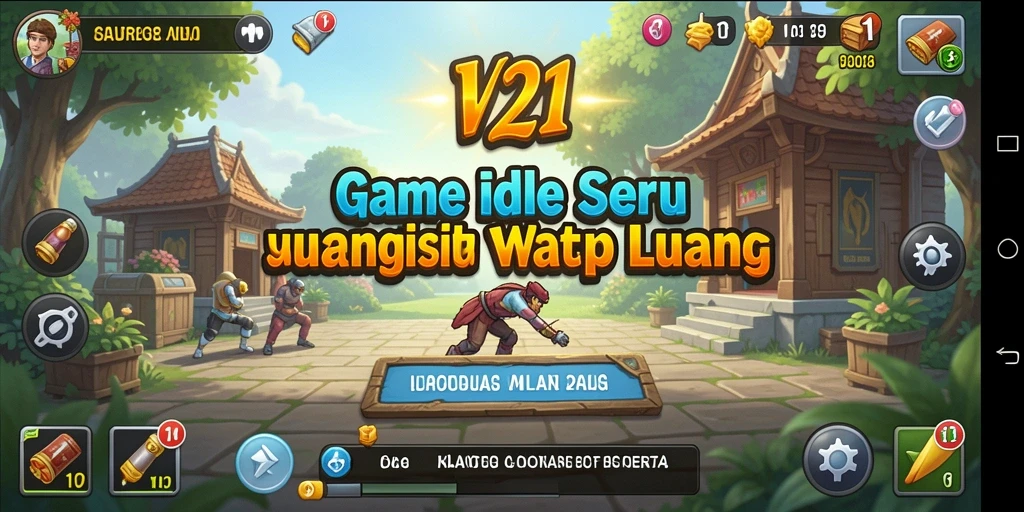 Tampilan gameplay V21 yang menarik dan interaktif saat mengumpulkan sumber daya.