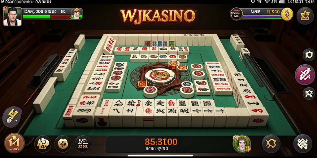 Screenshot gameplay WJKASINO menampilkan suasana permainan Mahjong yang menarik.