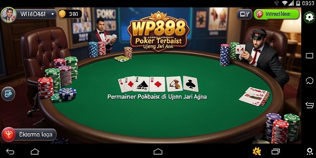 Screenshot gameplay WP888 yang menampilkan aksi Poker yang seru.