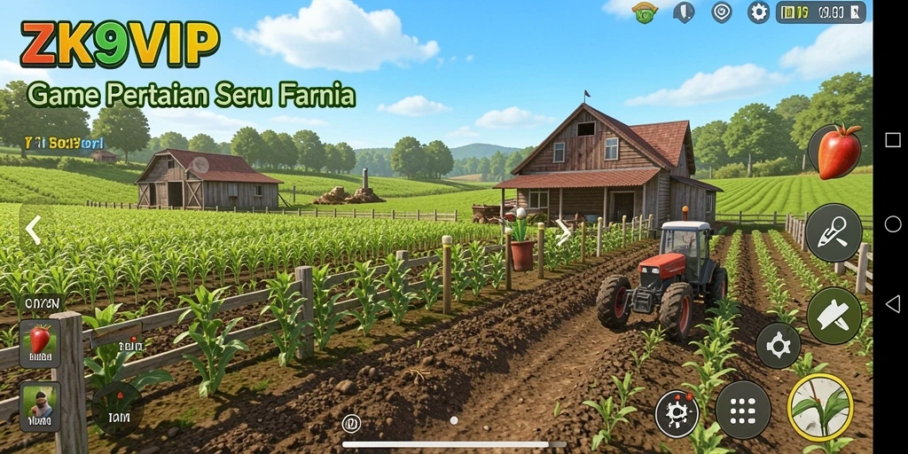 Screenshot gameplay mengasyikkan dari ZK9VIP yang menunjukkan aktivitas bertani.